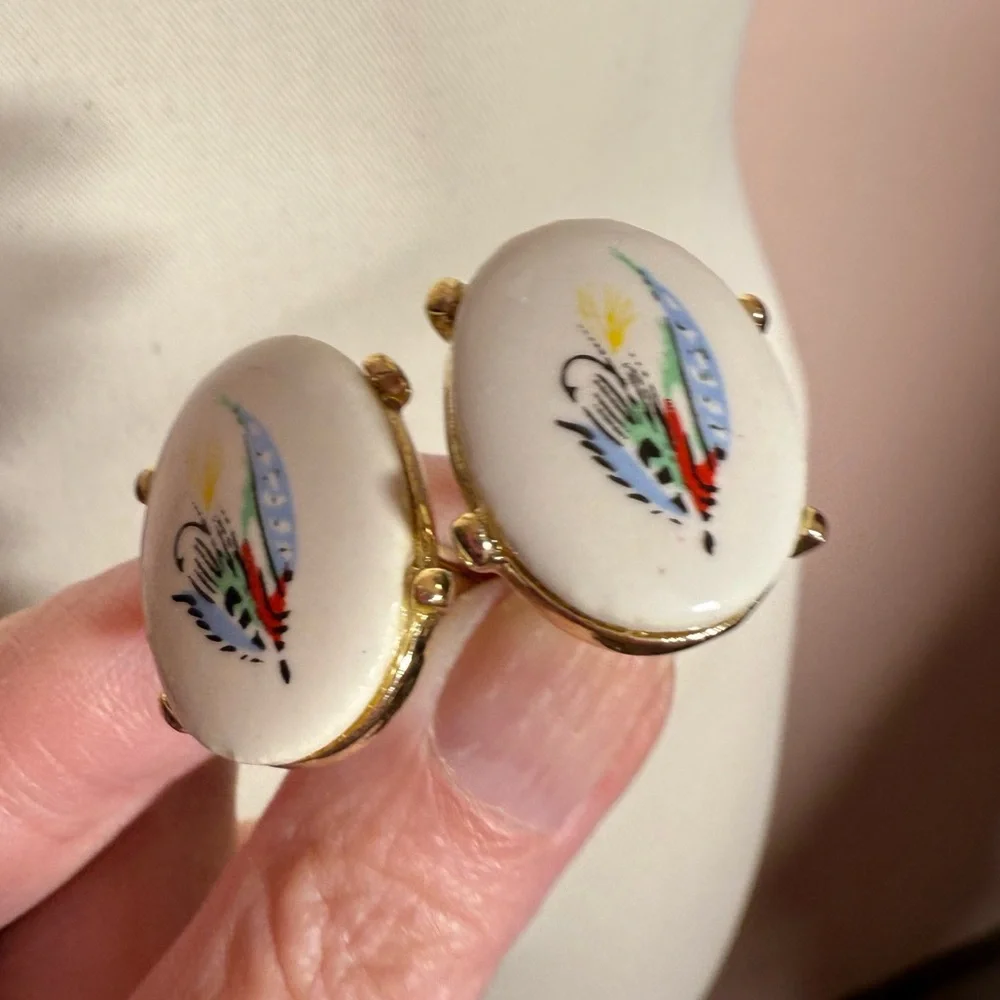 Vintage 1960 70’s MCM Eclectic Grandpa Oversized Fishing Cufflinks